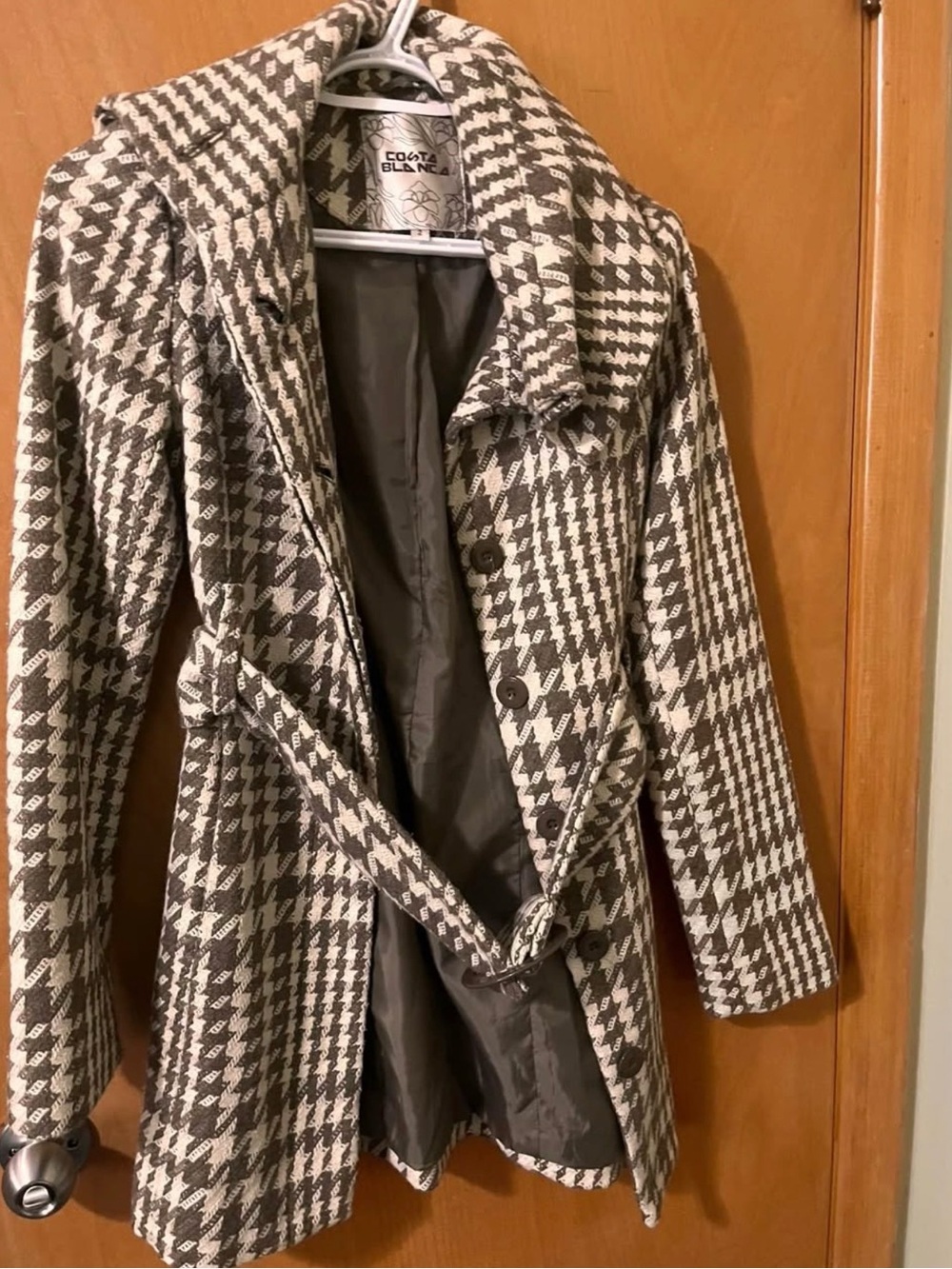 Costa Blanca Black and White Houndstooth Trench Coat